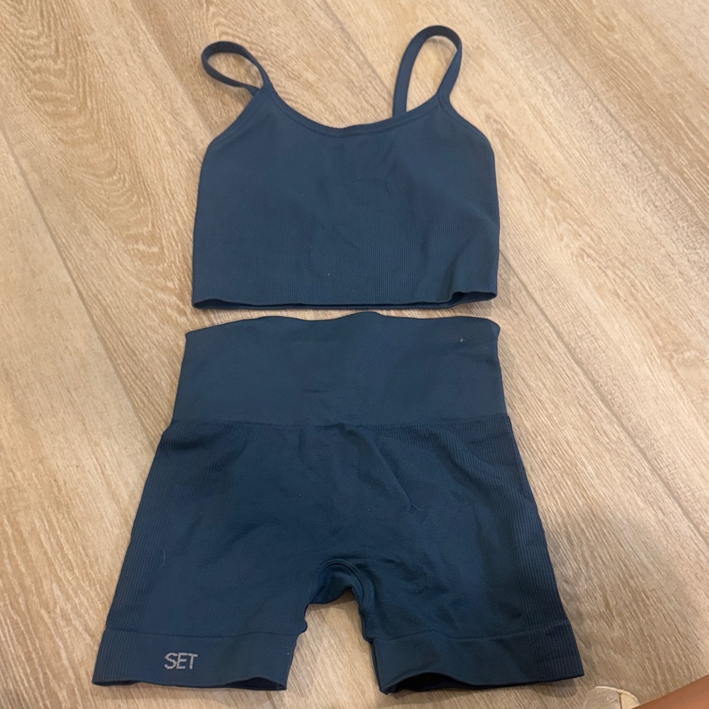 SET Active Women's Bike Shorts and Top - Dark Blue
